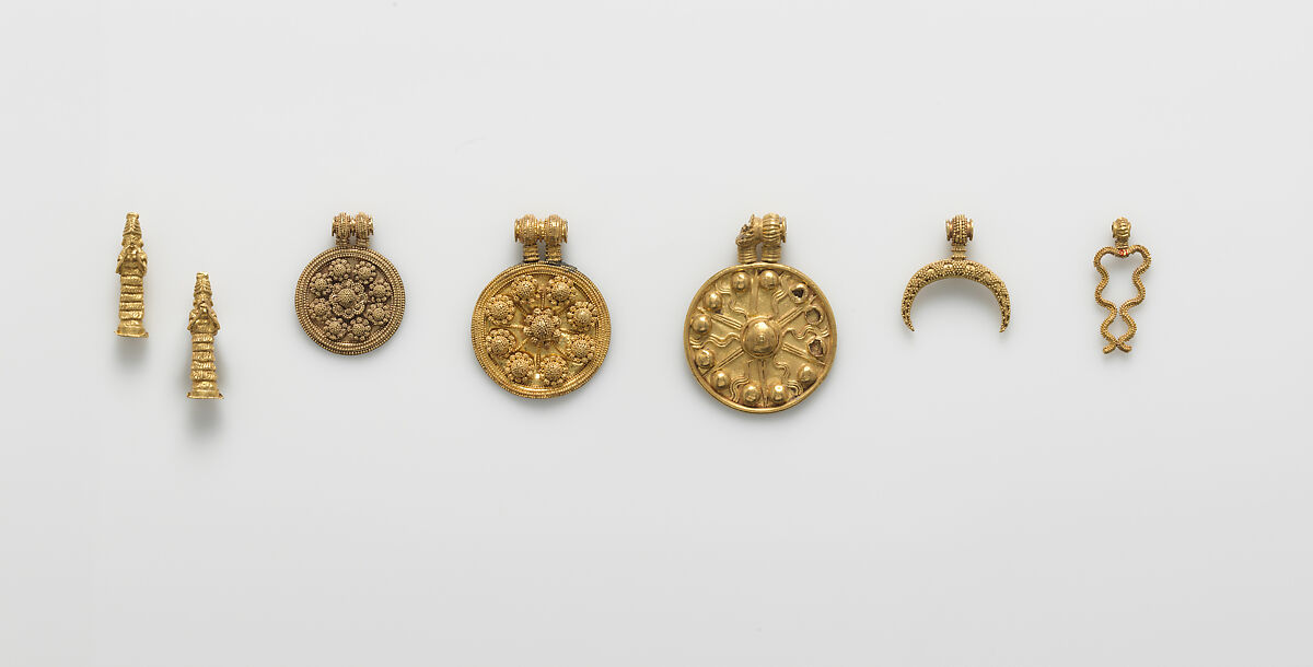 Pendants and beads, Gold, Babylonian