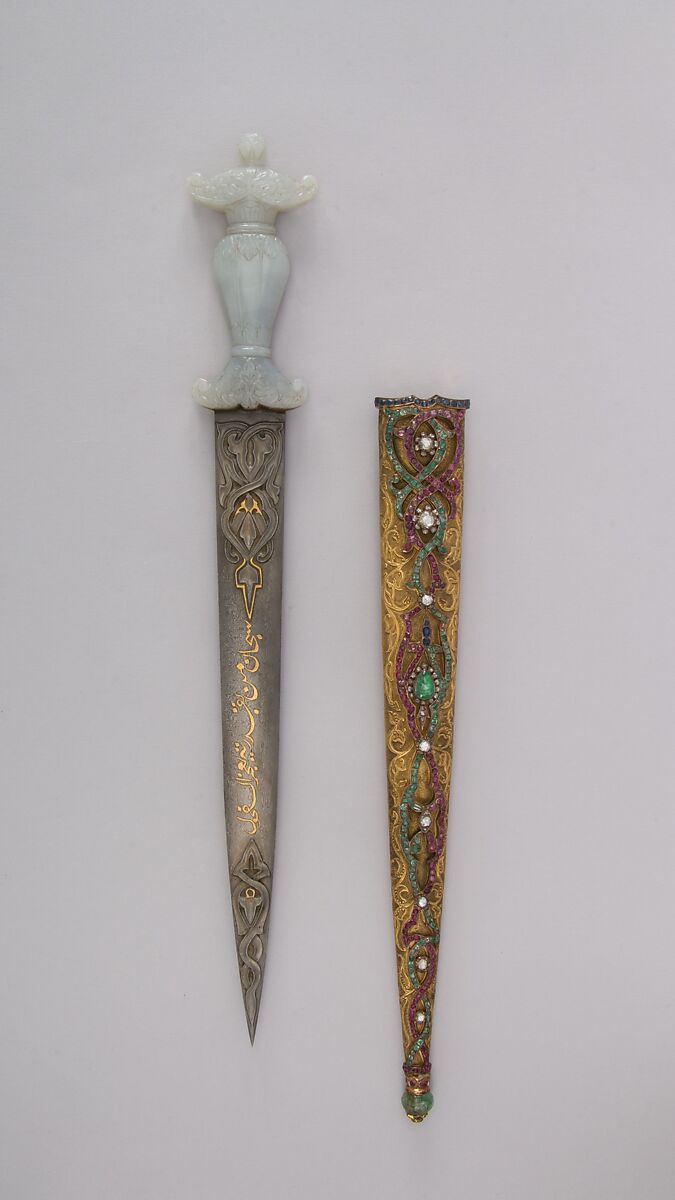 Dagger with Sheath, Steel, gold, jade, diamond, sapphire, ruby, emerald, Turkish