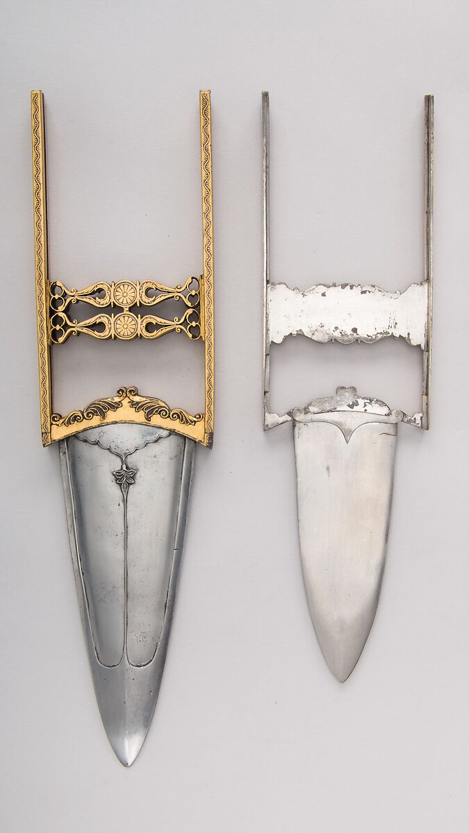 Dagger (Katar) with Sheath and Blade, Steel, gold, wood, textile (velvet), South Indian