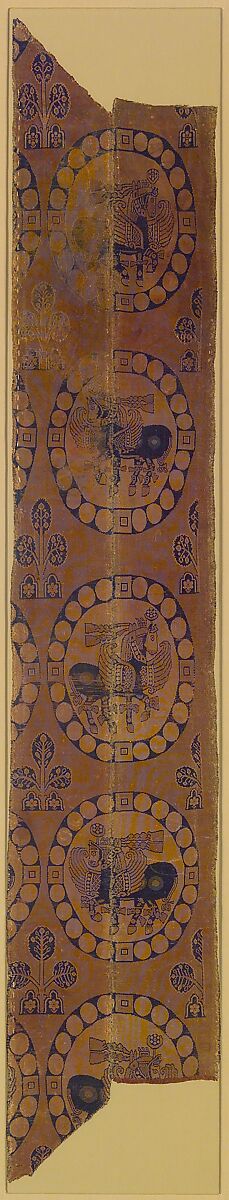 Fragment of textile with horses, Silk textile, Sasanian