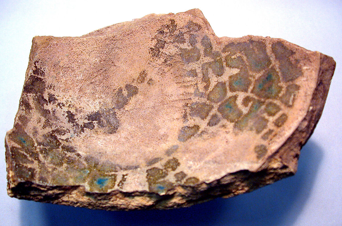 Fragment of a vessel base, Ceramic, glaze, Sasanian 