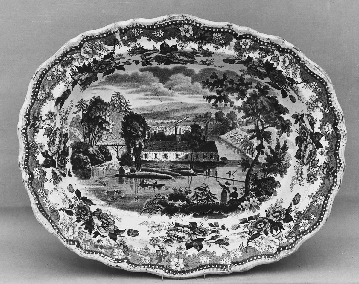 Dish, Job &amp; John Jackson (active 1831–35), Earthenware, transfer-printed, British (American market) 