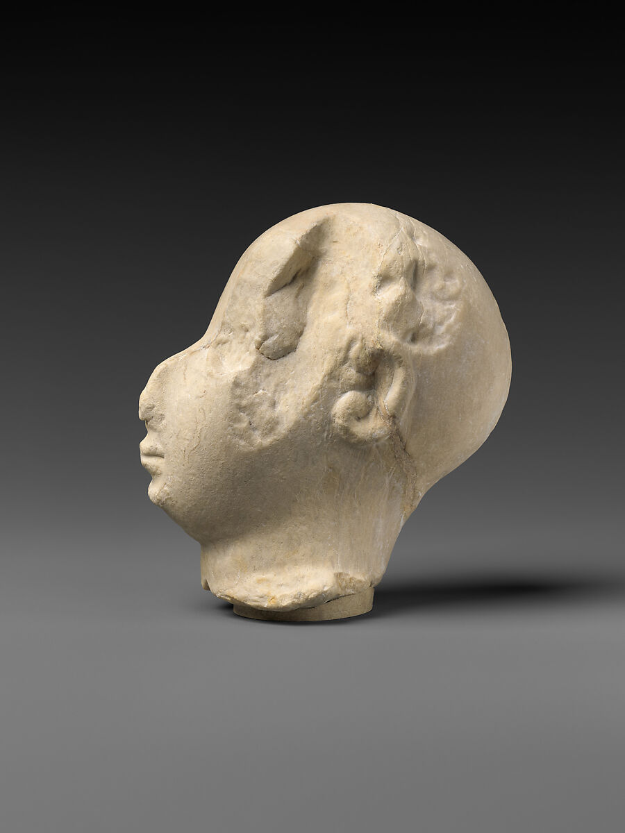Fragmentary head of a worshiper, Limestone, Sumerian