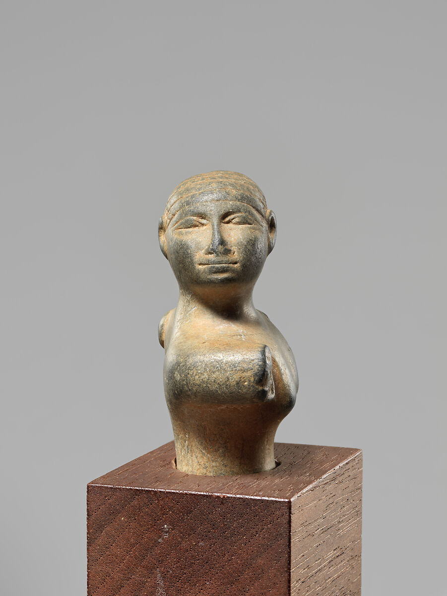 Statuette of a female figure with a braid, Steatite