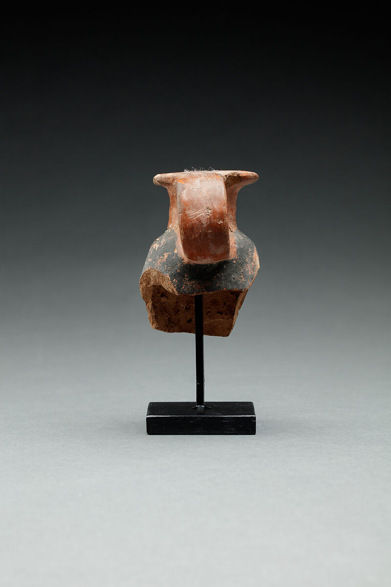 Upper Part of a Jar in the Shape of a Woman’s Head, Pottery, paint