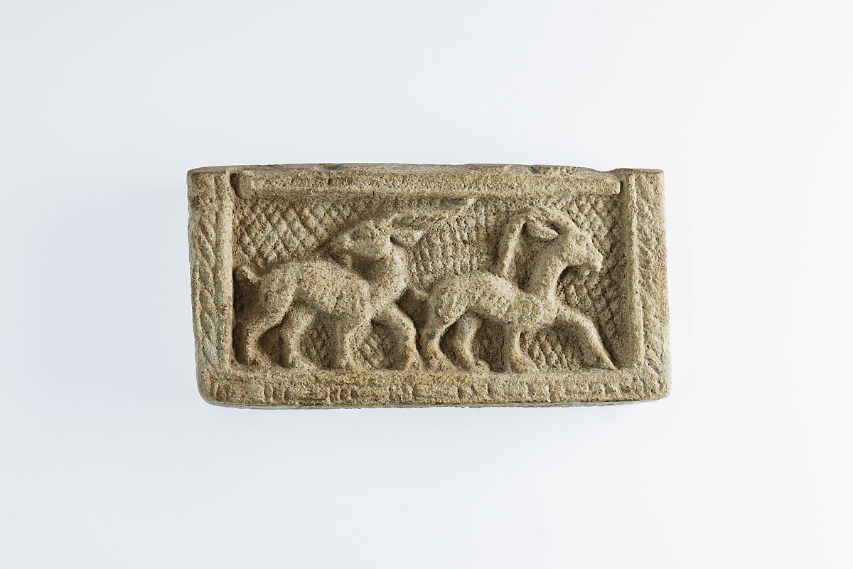 Two-Sided Plaque with Gazelles, Faience