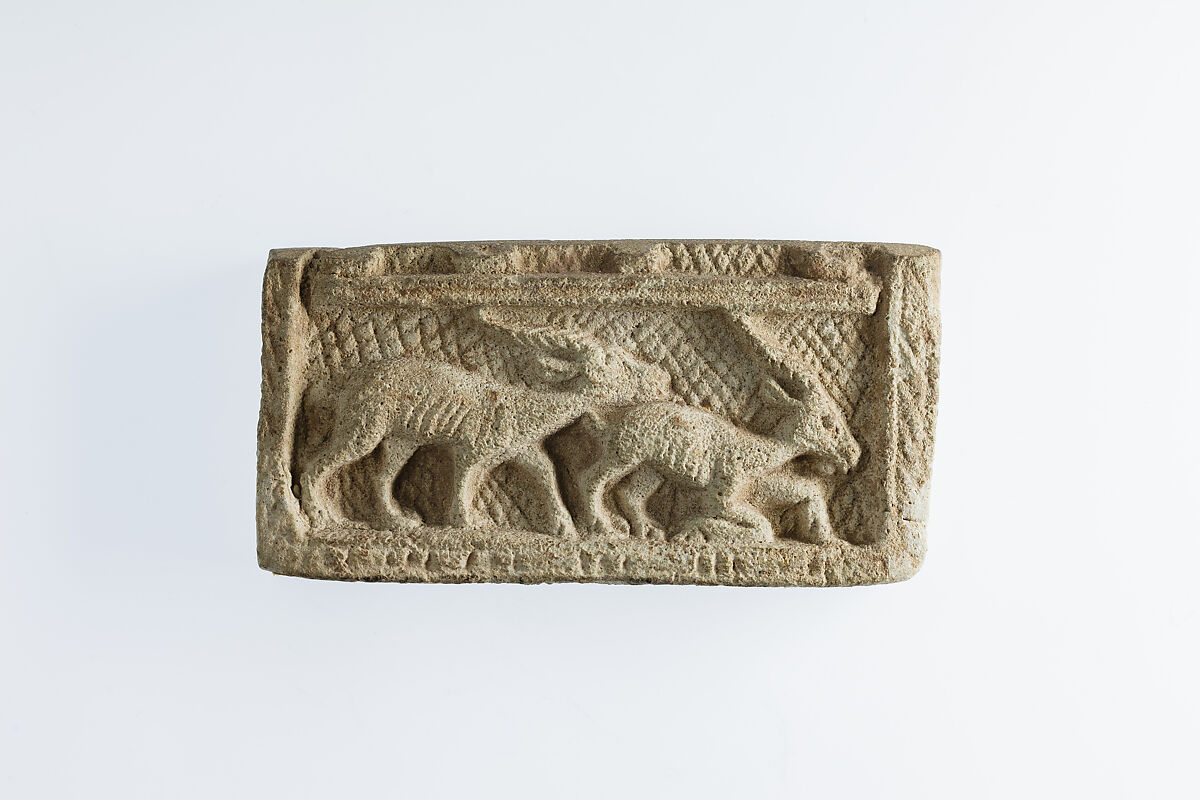 Two-Sided Plaque with Gazelles, Faience 