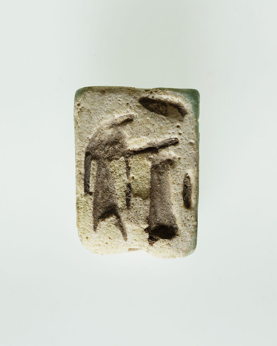 Plaque with winged Re-Harakhty, Glazed steatite