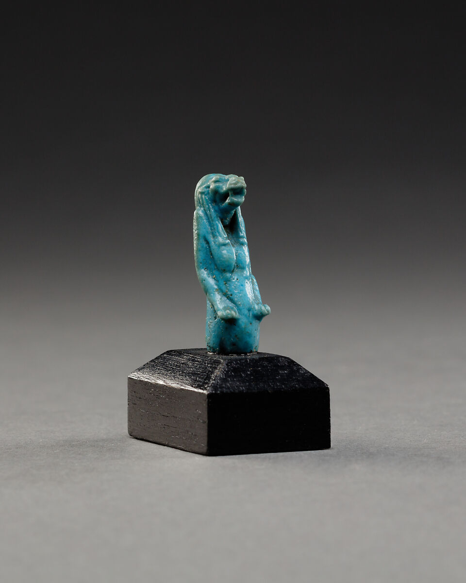 Partial Statuette of a Hippo Goddess, Faience