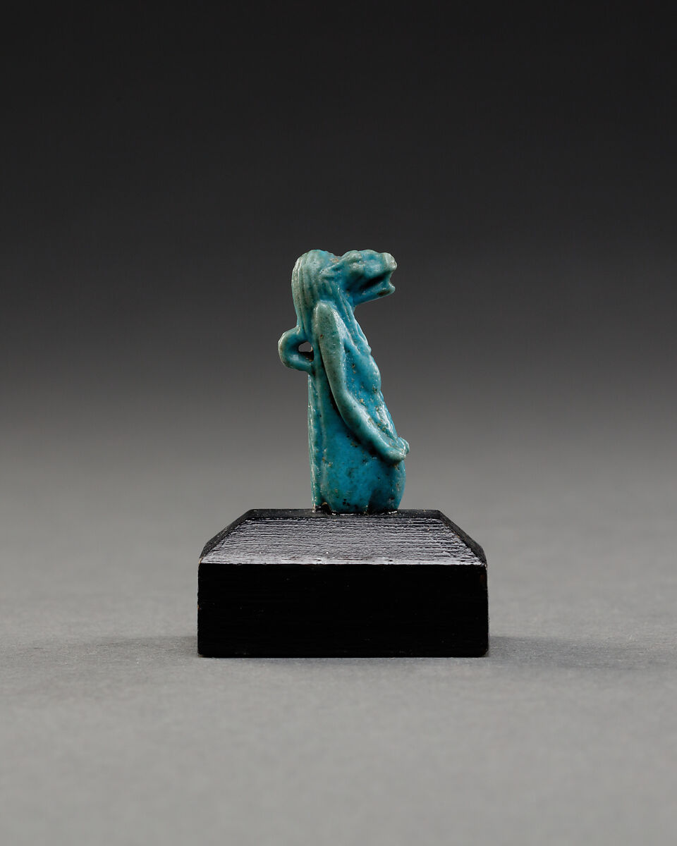 Partial Statuette of a Hippo Goddess, Faience