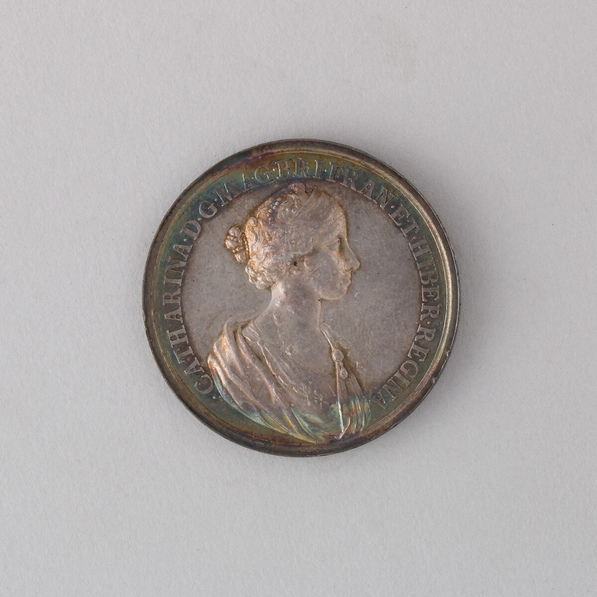 Medal Showing Charles II and Catherine, Silver, British