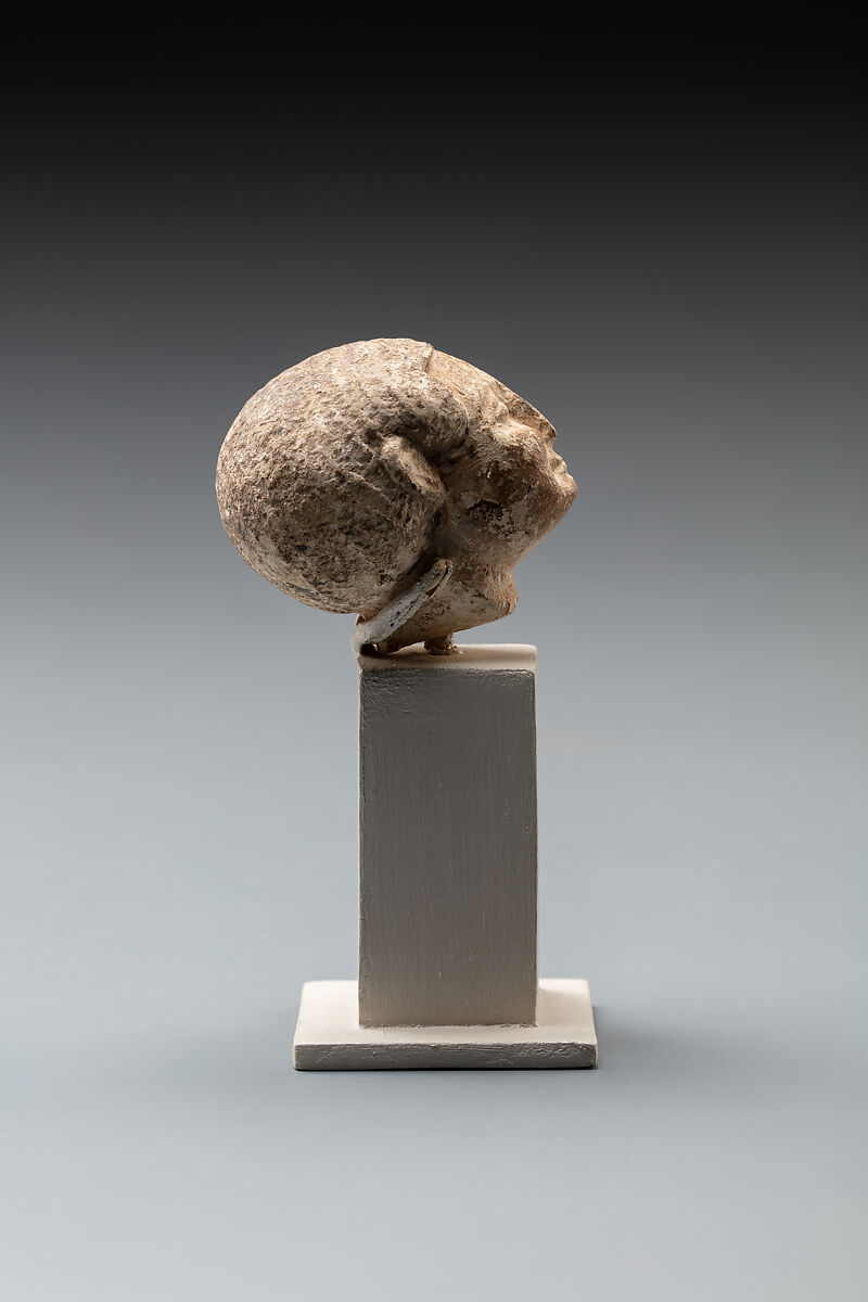 Head of a Male Figure, Limestone, paint