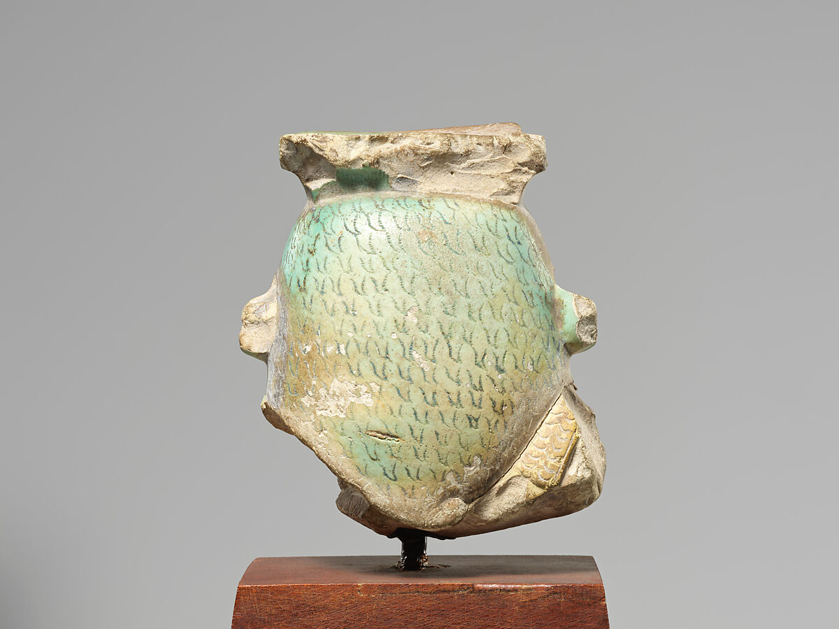 Head from a Bes Jar, Faience