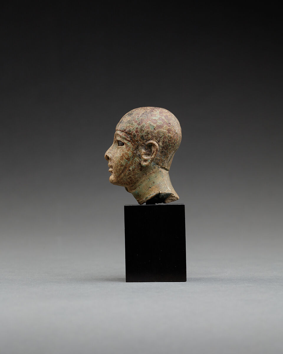 Head of a Statuette of Ptah, Faience