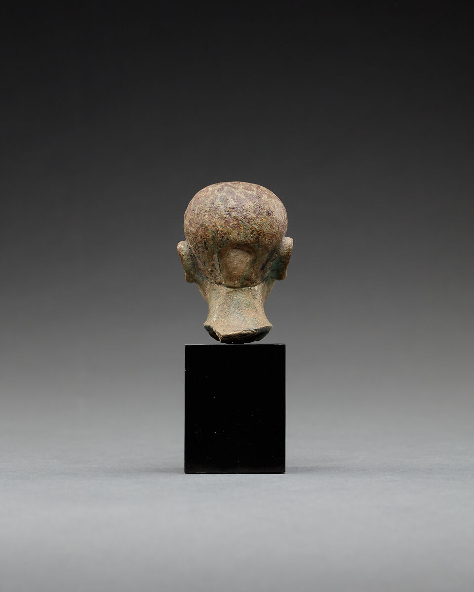 Head of a Statuette of Ptah, Faience