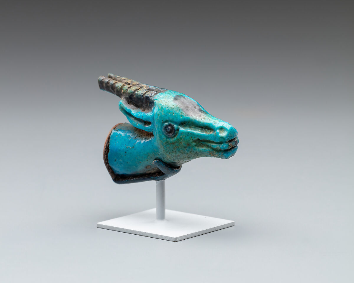 Fragmentary Head of an Oryx, Faience
