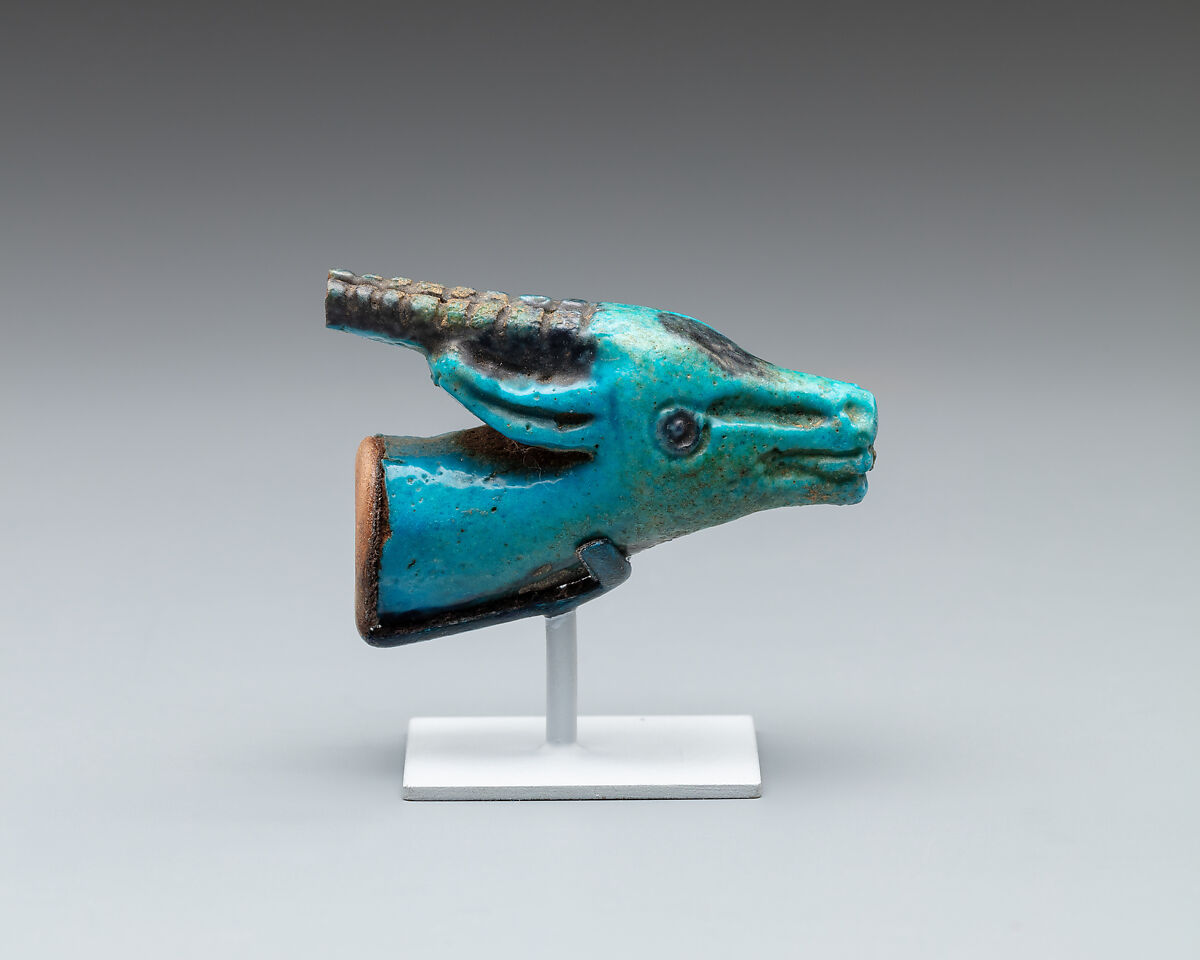 Fragmentary Head of an Oryx, Faience