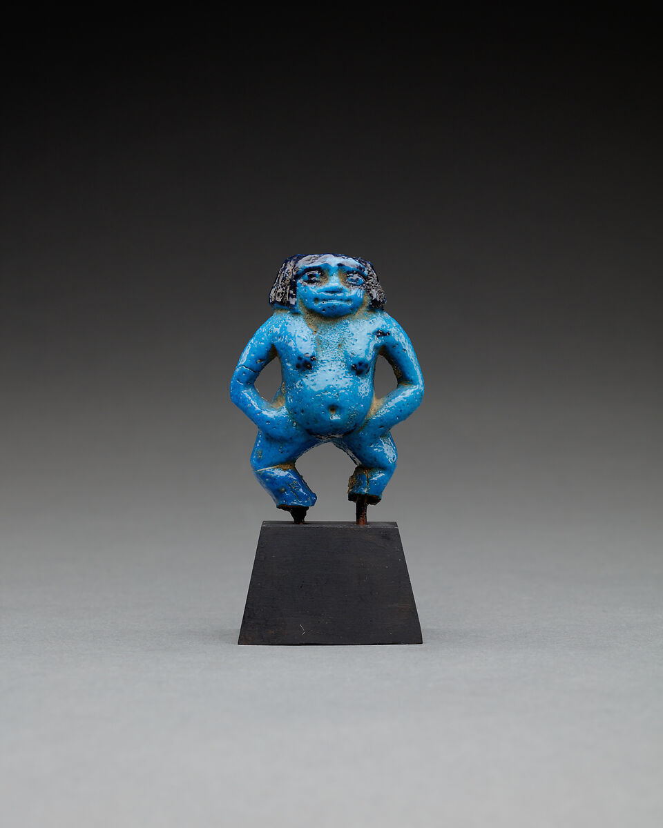 Container in the Form of a Female Dwarf, Faience 