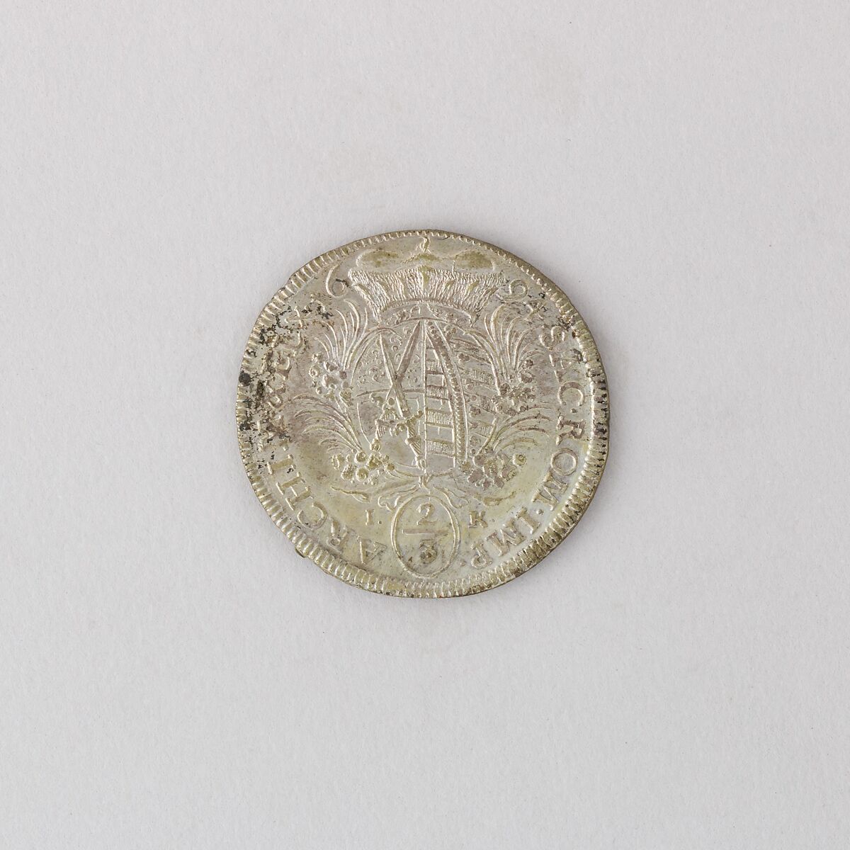 Coin (Two-Thirds Thaler) Showing Frederick Augustus I, Duke and Elector of Saxony, Silver, German
