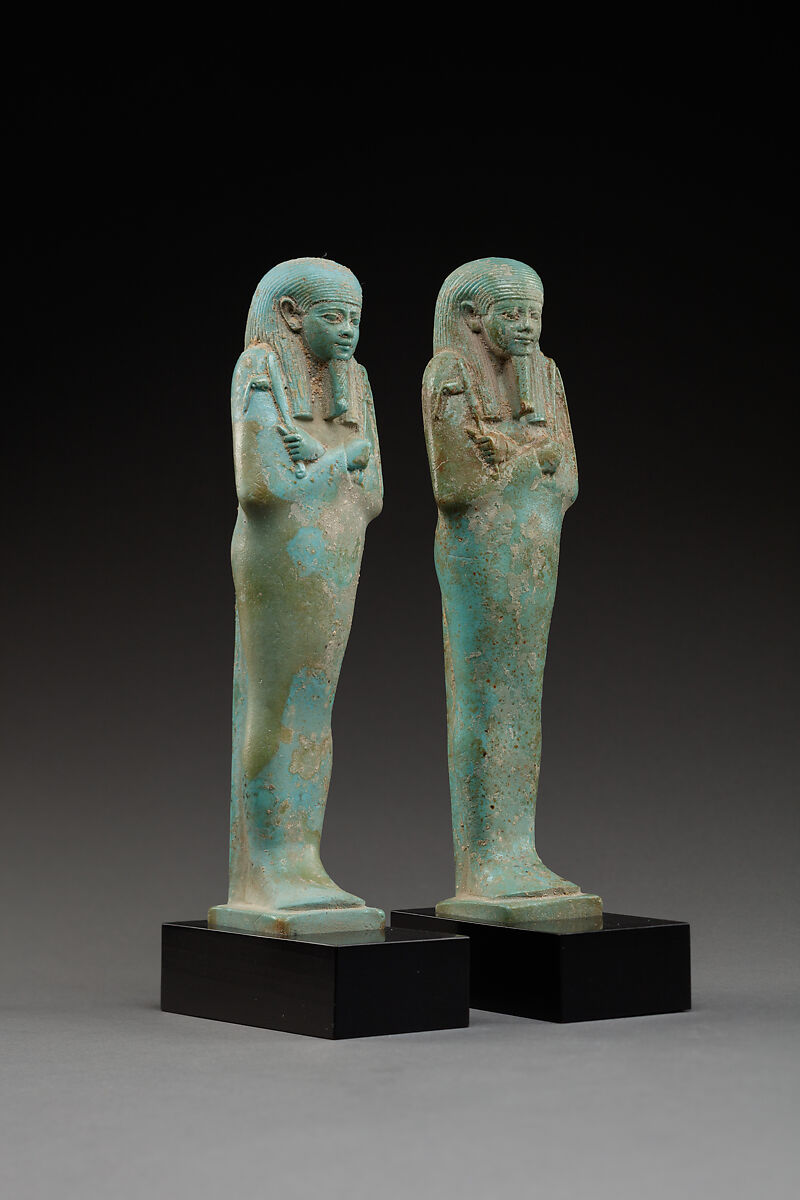 Shabti of the Overseer of the Fleet Hekaemsaf, Faience