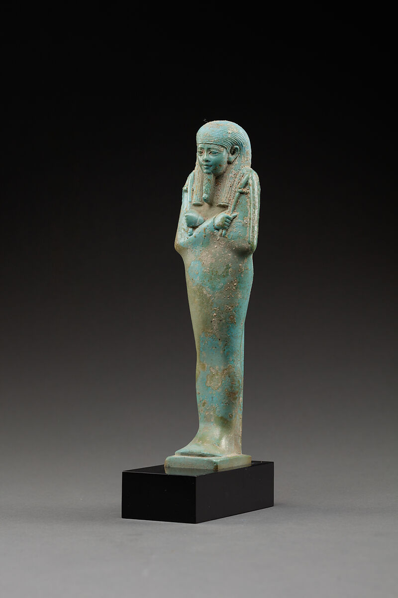 Shabti of the Overseer of the Fleet Hekaemsaf, Faience