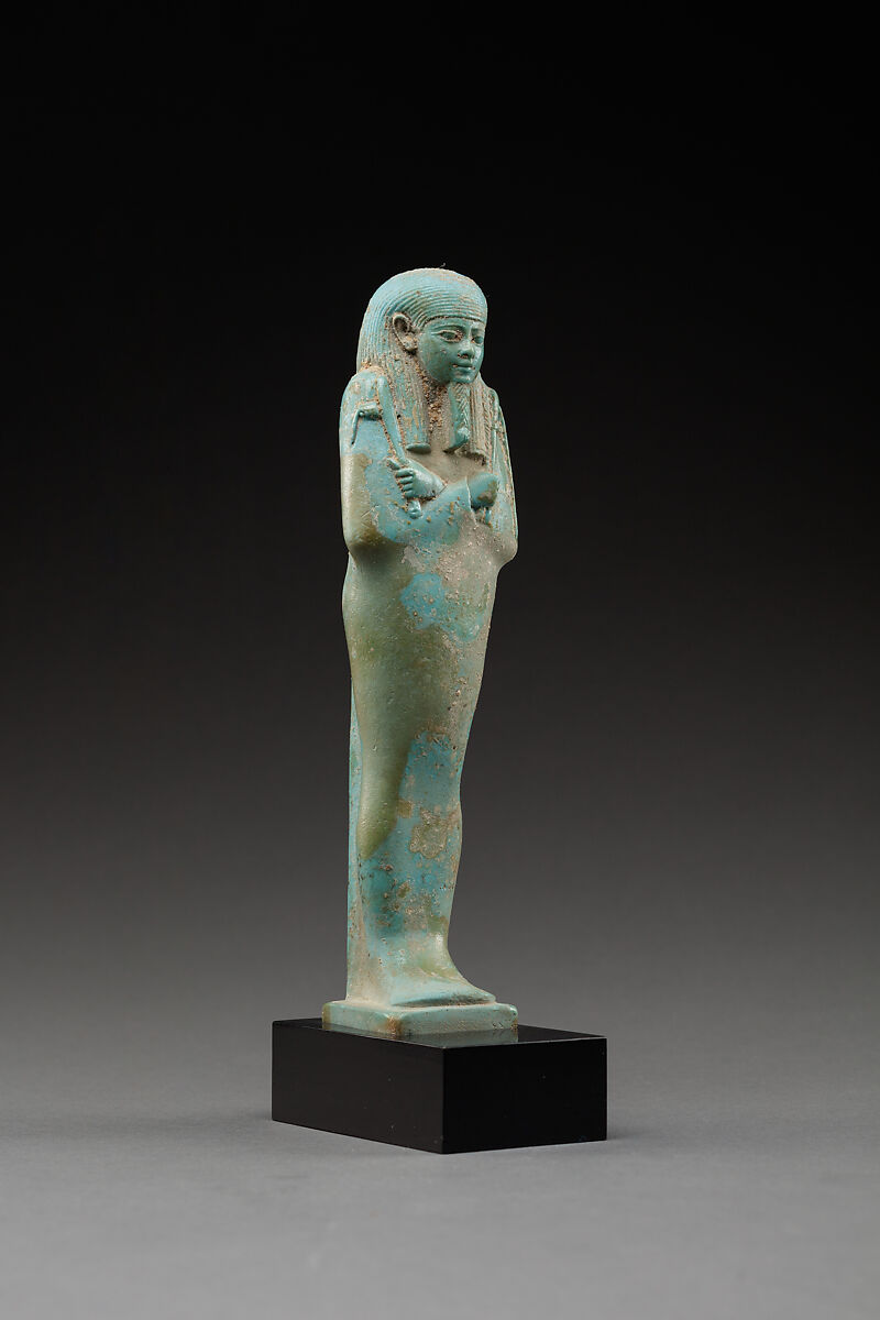 Shabti of the Overseer of the Fleet Hekaemsaf, Faience