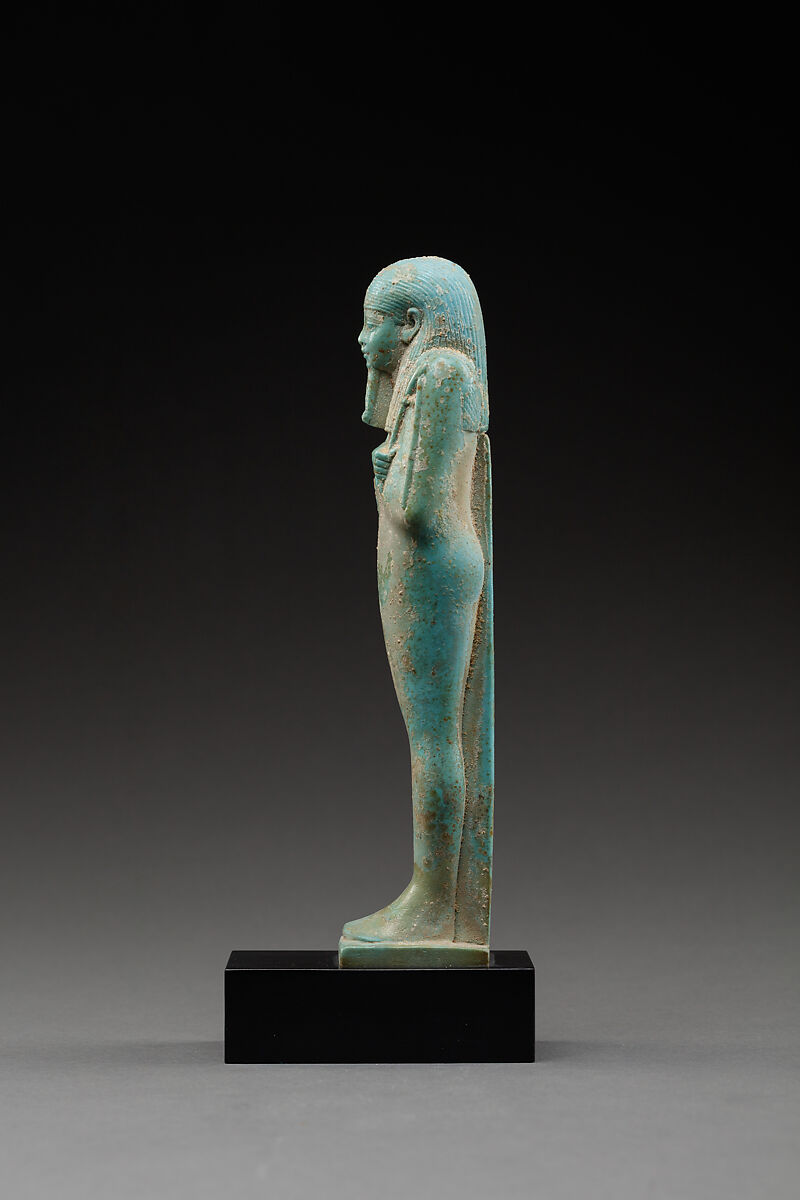 Shabti of the Overseer of the Fleet Hekaemsaf, Faience