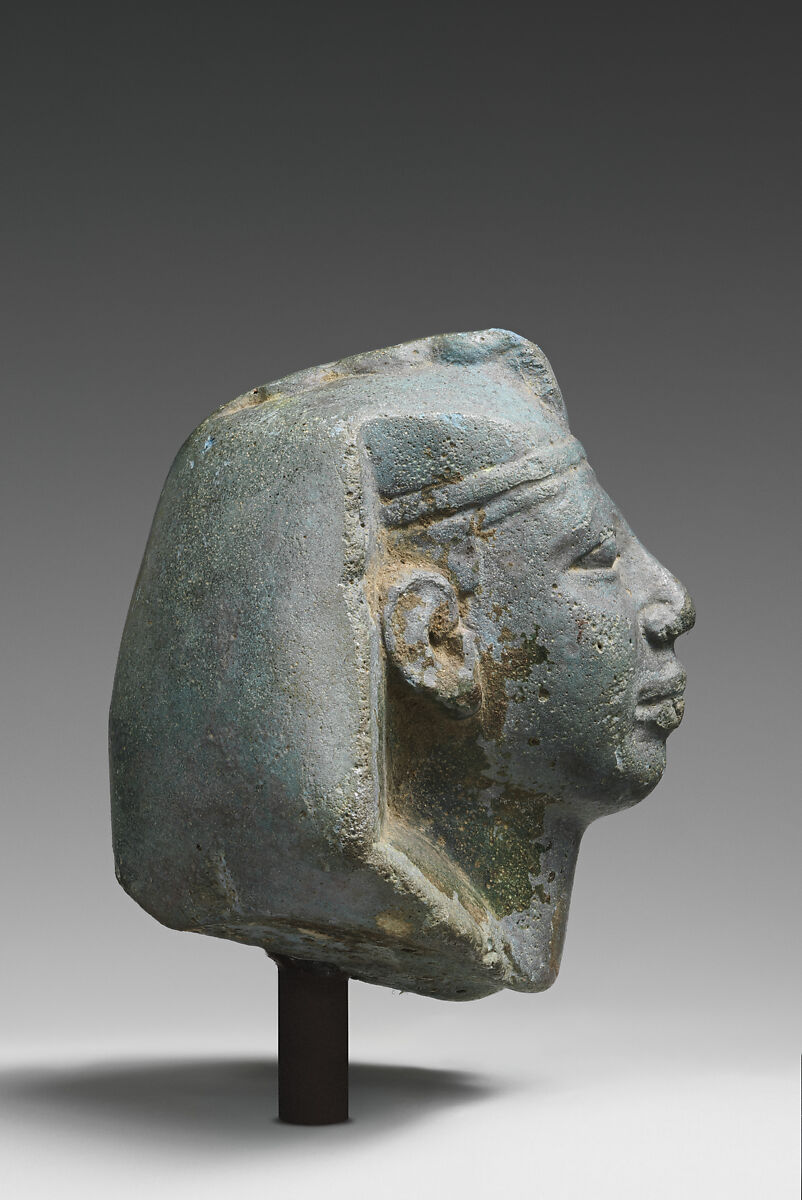 Head of a Kushite King, Egyptian blue