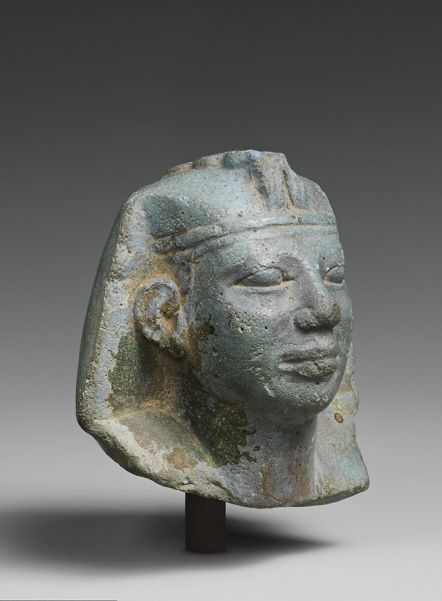 Head of a Kushite King, Egyptian blue