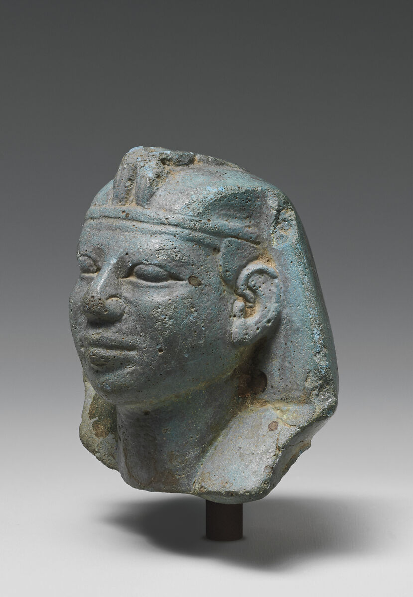 Head of a Kushite King, Egyptian blue