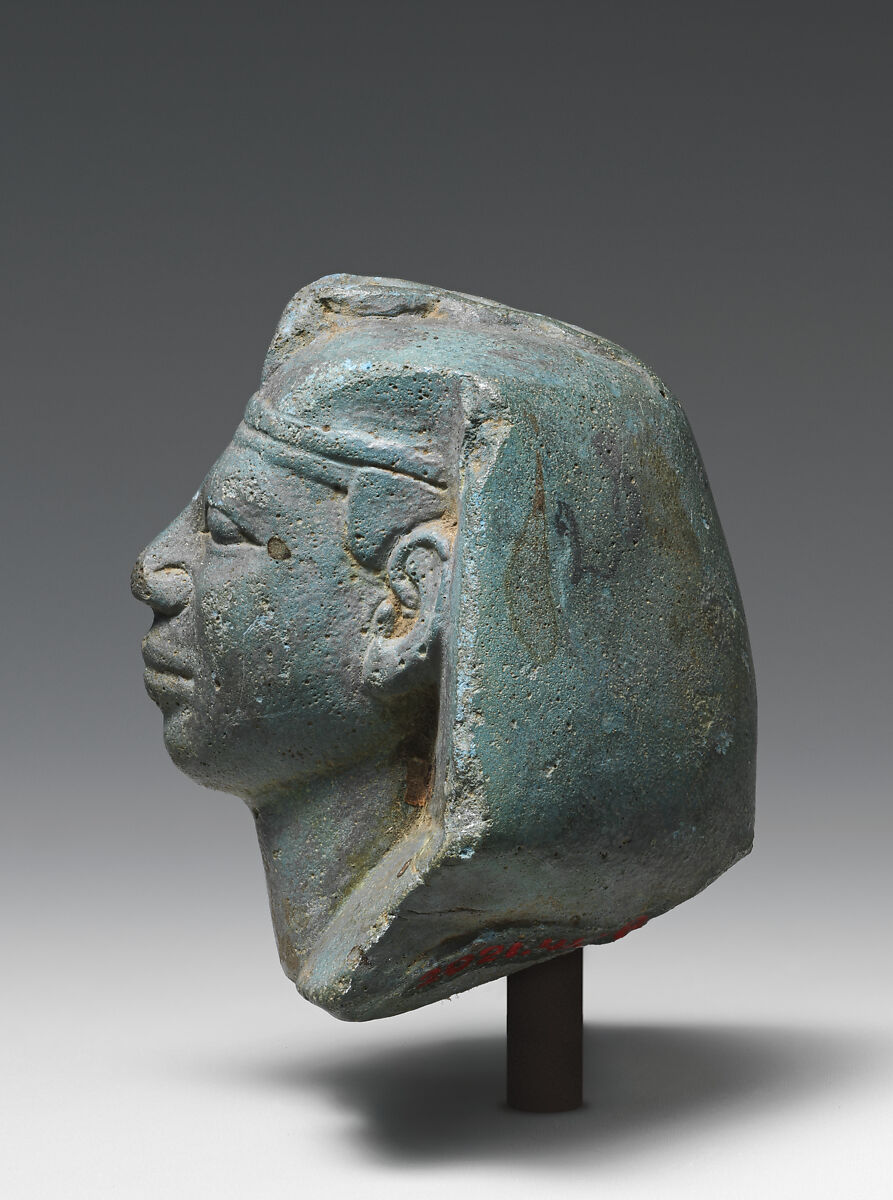 Head of a Kushite King, Egyptian blue
