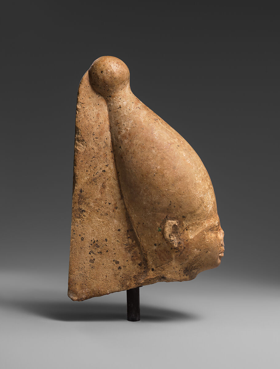 Head of a Fourth Dynasty King in a White Crown, Limestone, traces of paint