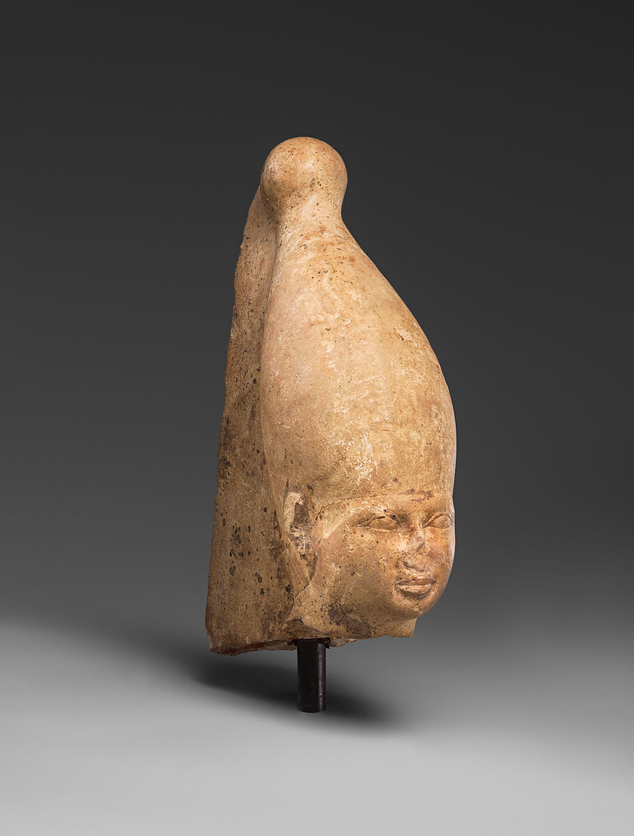 Head of a Fourth Dynasty King in a White Crown, Limestone, traces of paint