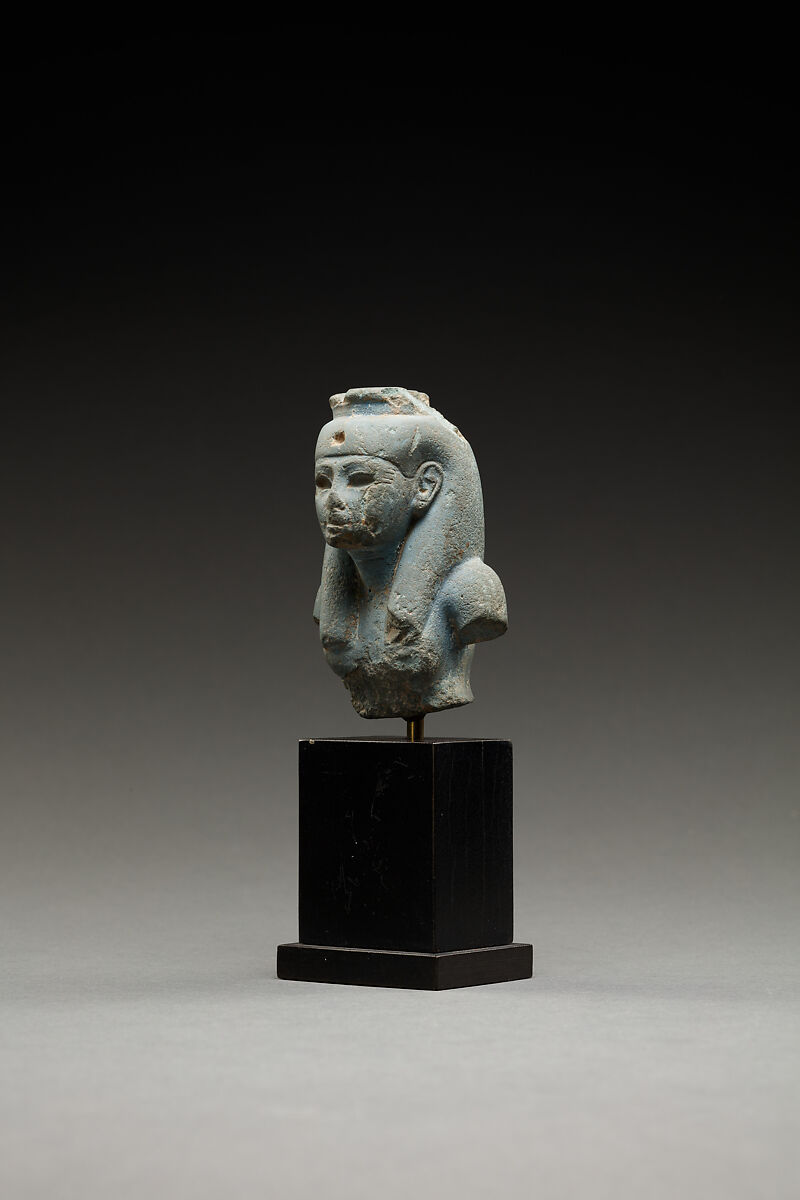 Upper part of Isis, from a figure of the goddess nursing Horus, Egyptian blue