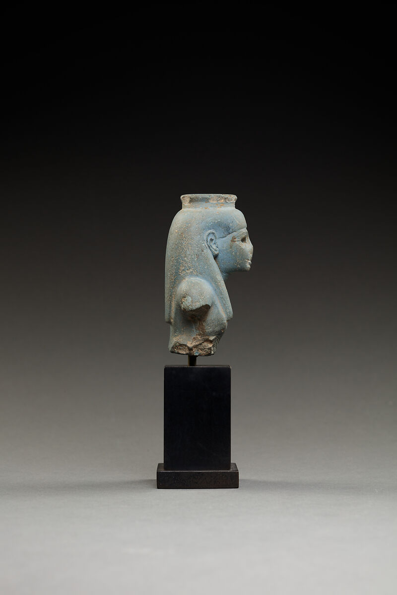 Upper part of Isis, from a figure of the goddess nursing Horus, Egyptian blue