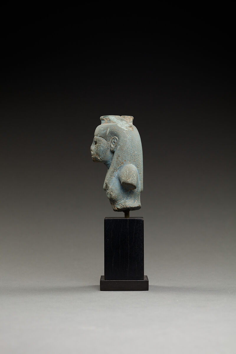 Upper part of Isis, from a figure of the goddess nursing Horus, Egyptian blue