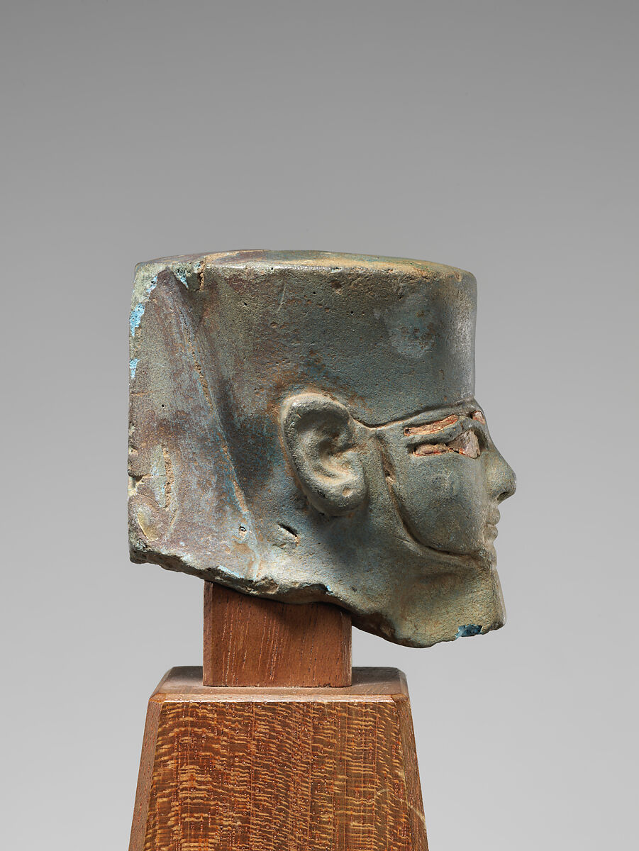 Head of Amun with inlaid eyes, Egyptian blue