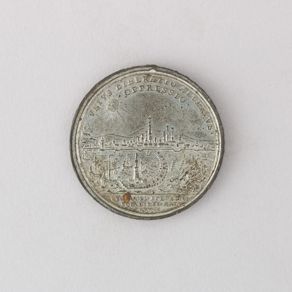 Medal Commorating Barcelona Relieved, 1706, Showing Charles, Archduke of Austria, Pewter, Austrian