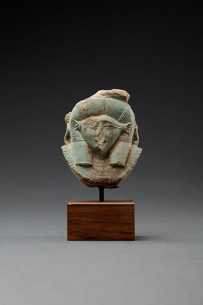 Hathor emblem from a sistrum, Faience
