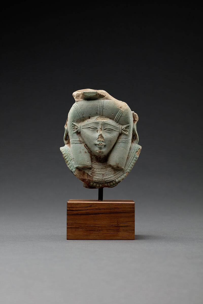 Hathor emblem from a sistrum, Faience 