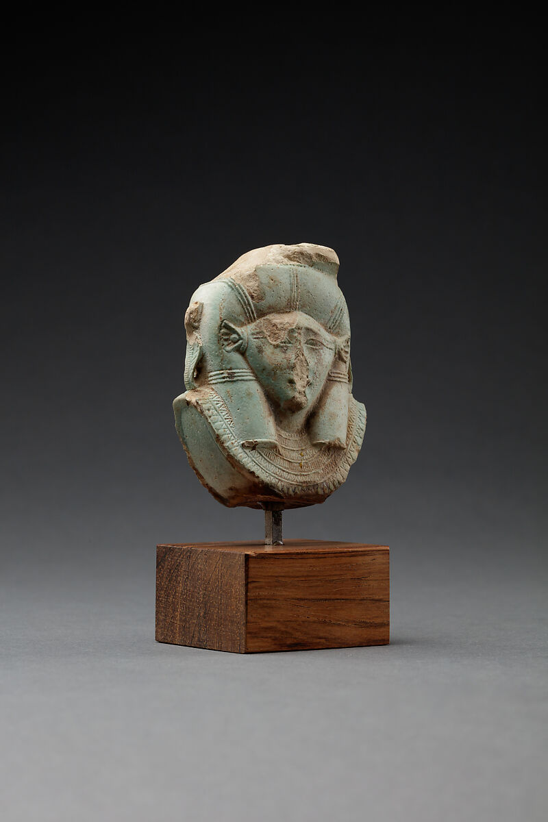 Hathor emblem from a sistrum, Faience