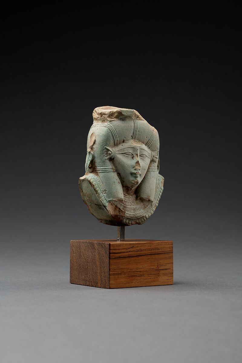 Hathor emblem from a sistrum, Faience