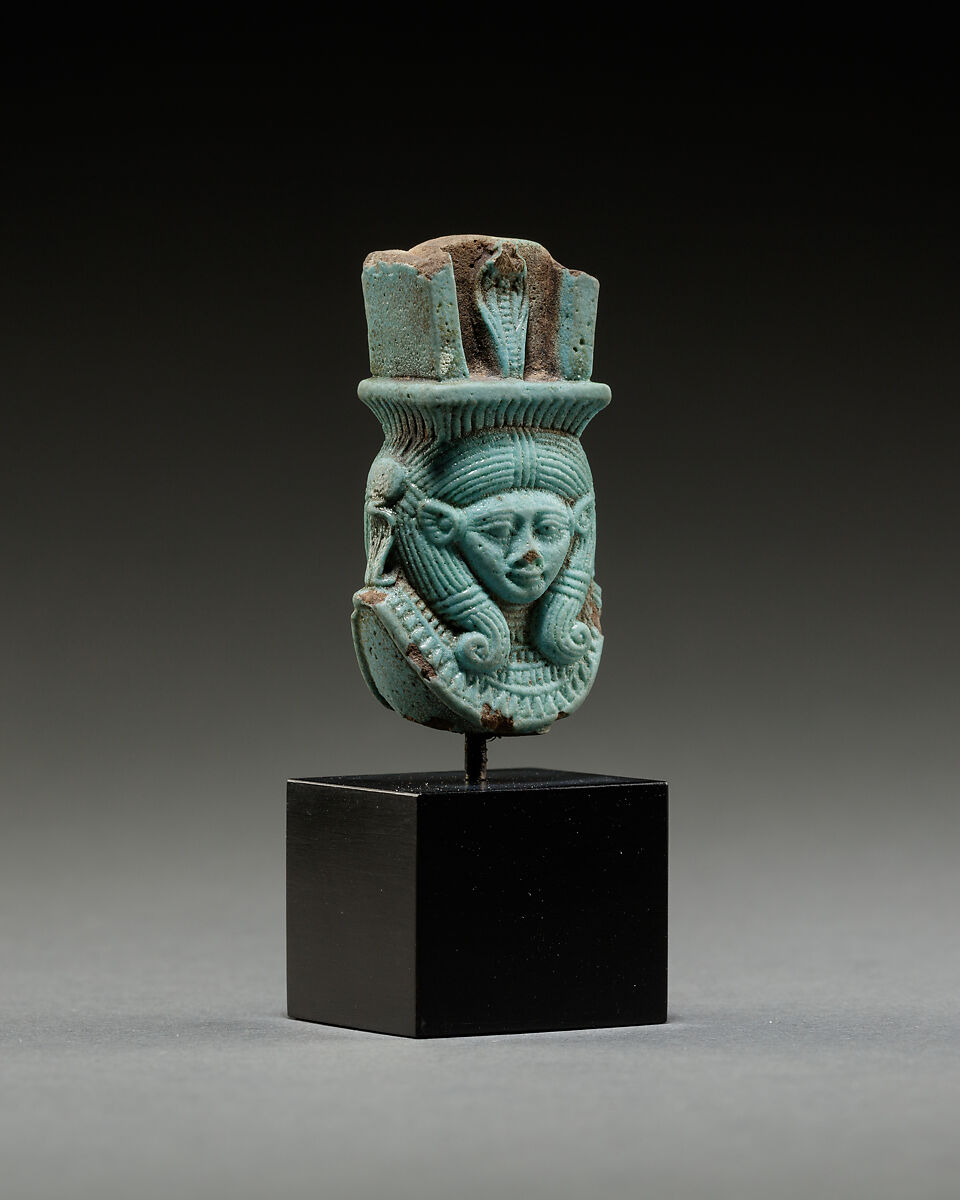 Part of a sistrum, Faience