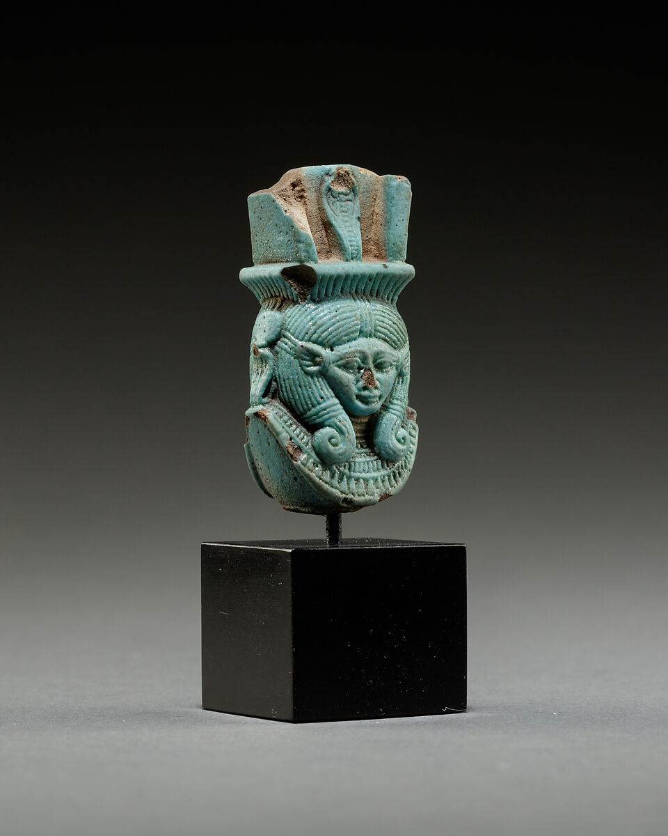 Part of a sistrum, Faience