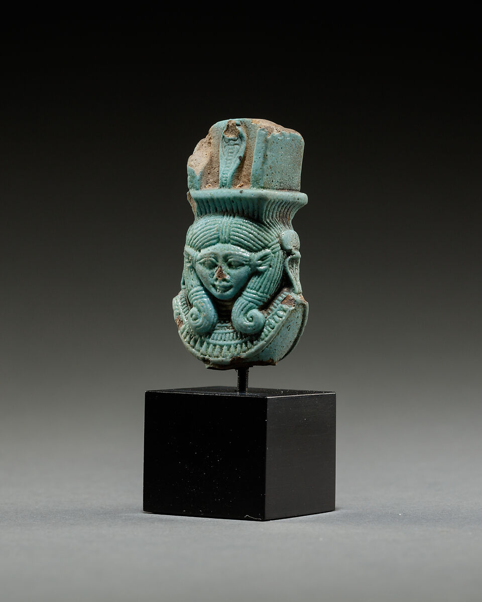 Part of a sistrum, Faience