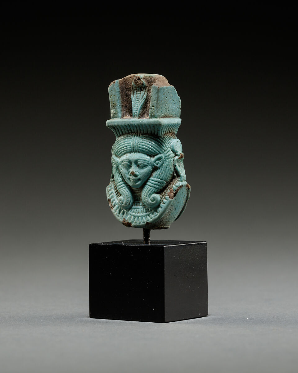 Part of a sistrum, Faience