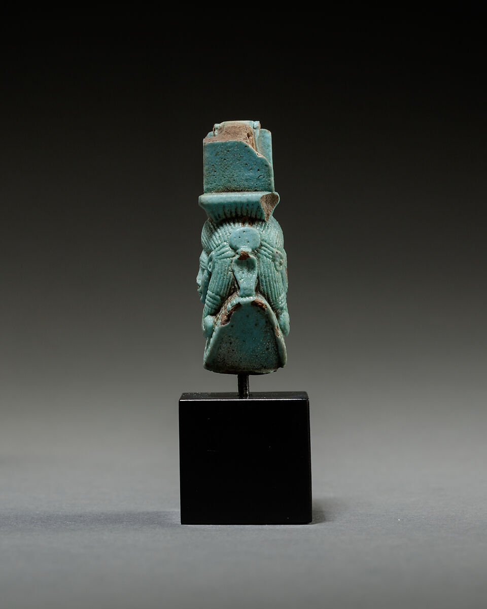 Part of a sistrum, Faience