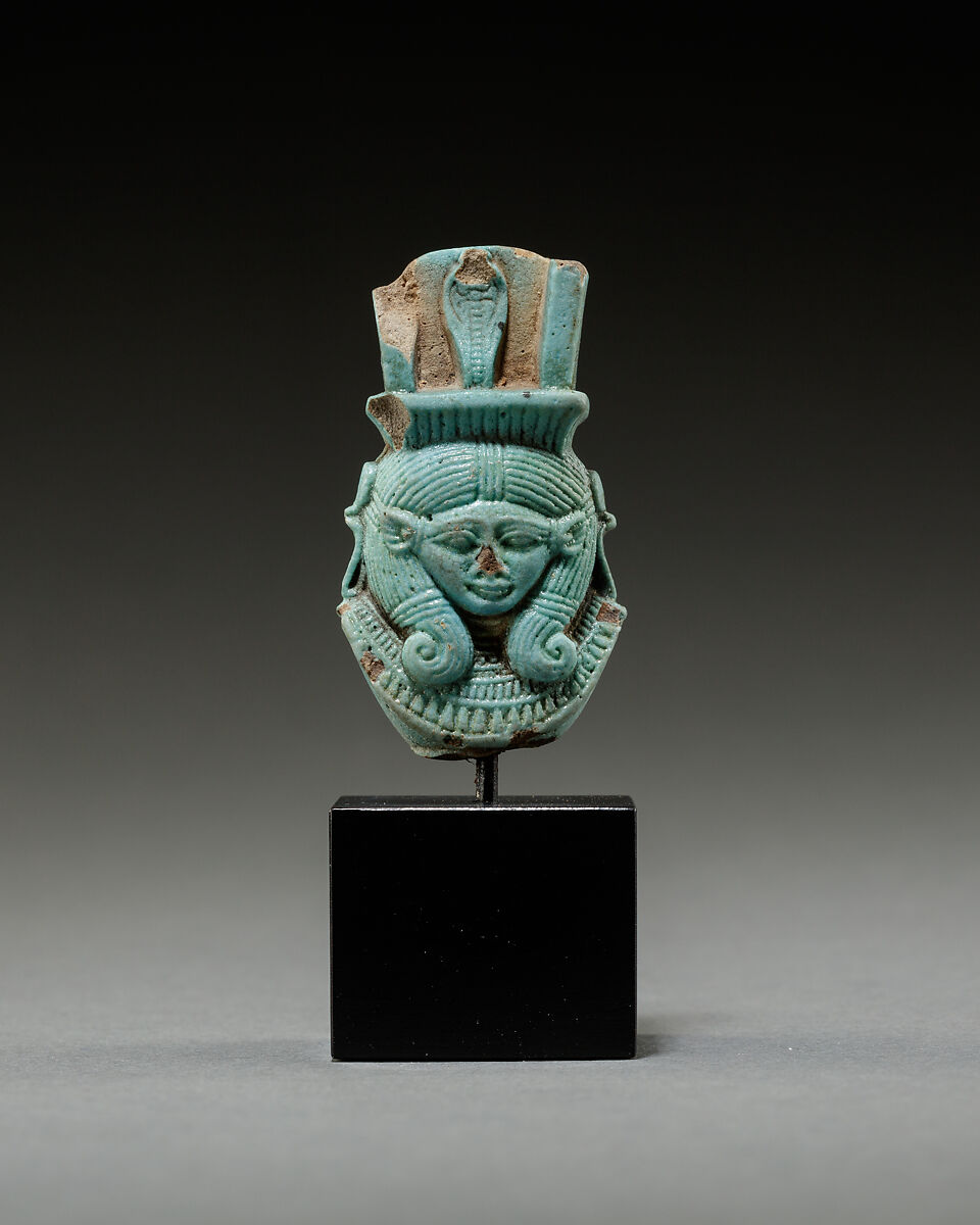 Part of a sistrum, Faience 