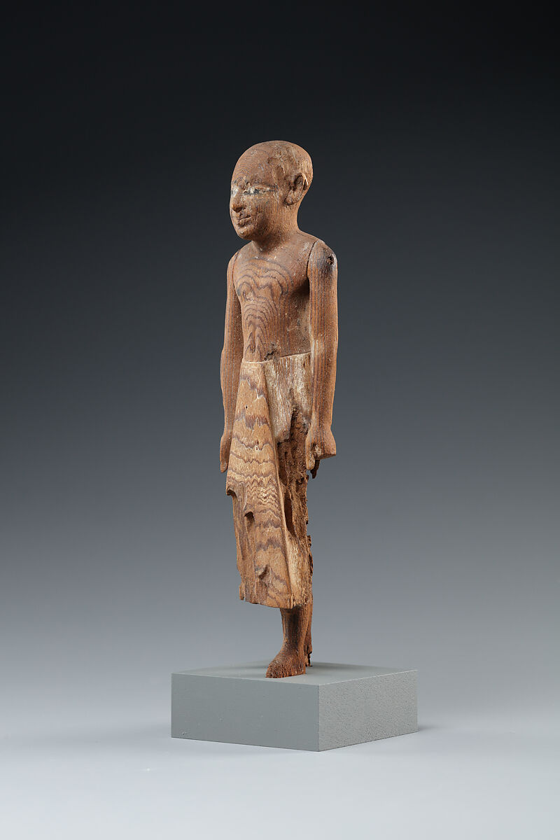 Figure of a Standing Man with a Long Kilt, Wood, paint