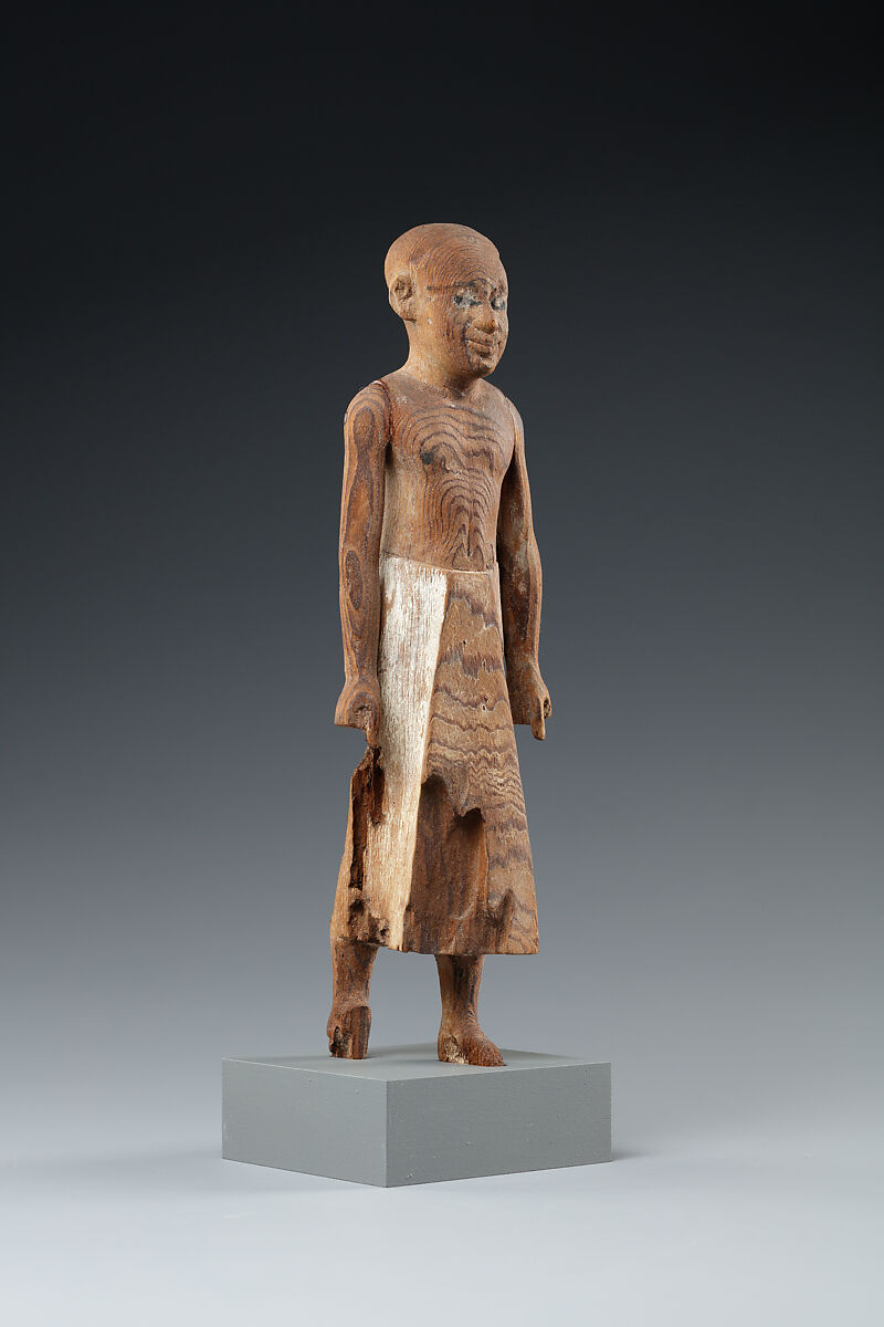 Figure of a Standing Man with a Long Kilt, Wood, paint